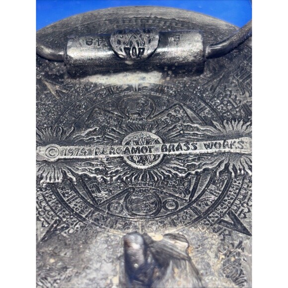 Vintage 1974 Mayan Aztec Calendar Belt Buckle By Bergamot Brass Works USA - Picture 3 of 3